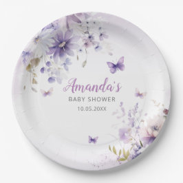 Plato De Papel Chica de mariposa floral cubana de color de agua s