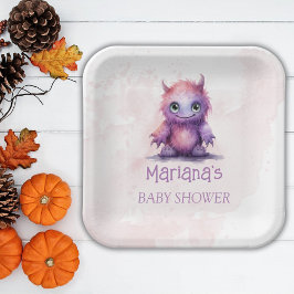 Plato De Papel Chica de Monstruo Pequeño de Halloween Baby Shower