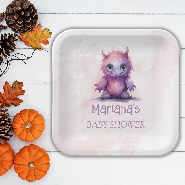 Plato De Papel Chica de Monstruo Pequeño de Halloween Baby Shower (Subido por el creador)