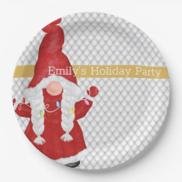Plato De Papel Chica de Navidades inteligentes Gnome personalizad