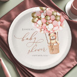 Plato De Papel ¡Chica De Oro Rosado Que Podemos Esperar! Baby Sho<br><div class="desc">¡Podemos Esperar! :) Este oso pequeño espera al gran fiesta bebé, sentado en un globo de aire caliente construido con globos rosados, dorados y crema. Las acuarelas caprichosas y la tipografía moderna complementan el diseño. Personalice este lindo artículo de Bear Baby Shower con los detalles de su ducha de bebé...</div>