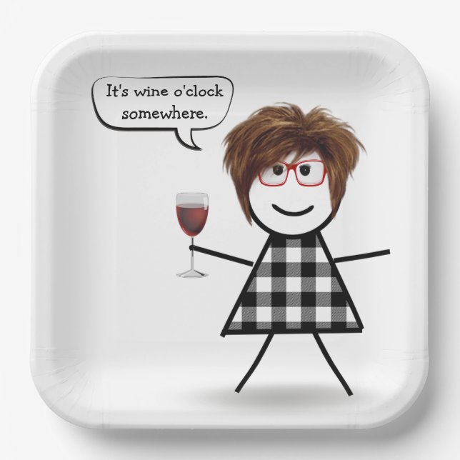 Plato De Papel Chica de palitos con vino tinto   (Anverso)