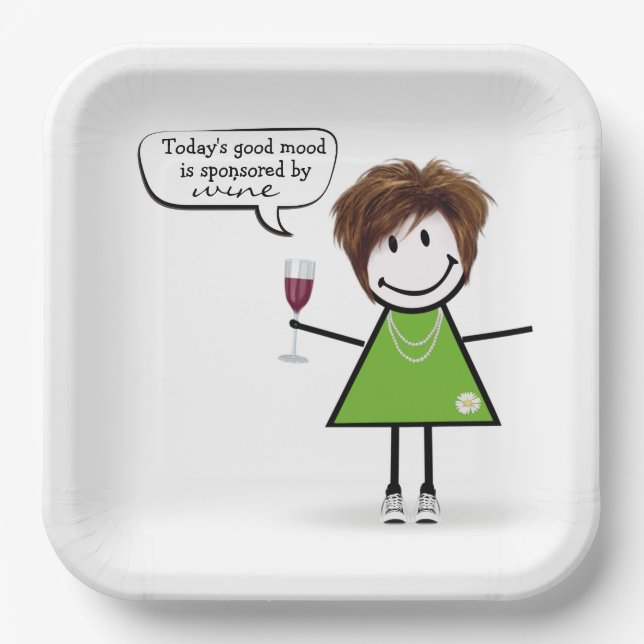 Plato De Papel Chica de palitos con vino tinto  (Anverso)