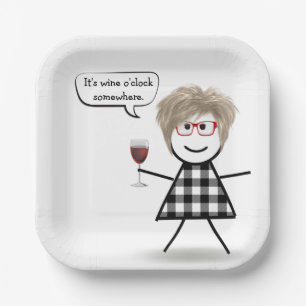 Plato De Papel Chica de palo con vino tinto 