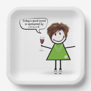 Plato De Papel Chica de palo con vino tinto