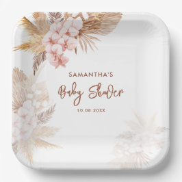 Plato De Papel Chica de Pampas Grass Boho Baby Shower