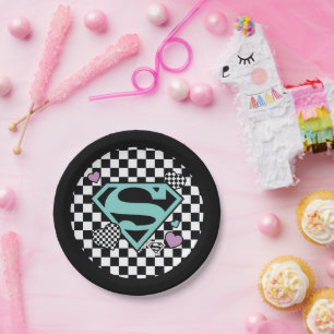 Plato De Papel Chica de patinaje Supergirl Hearts S-Shield