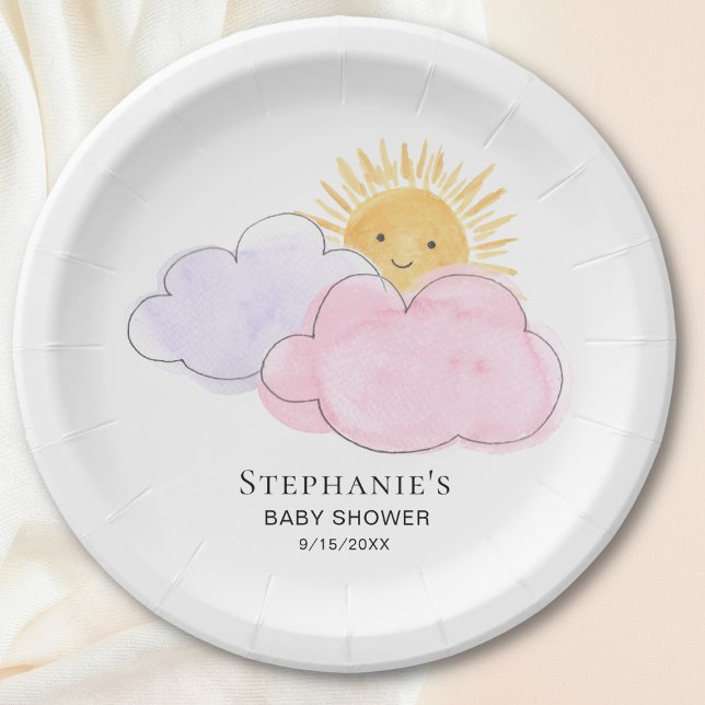 Plato De Papel Chica De Sunshine And Clouds Baby Shower (Subido por el creador)