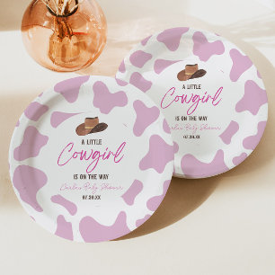 Plato De Papel Chica de vaca pequeña Rodeo Baby Shower Occidental