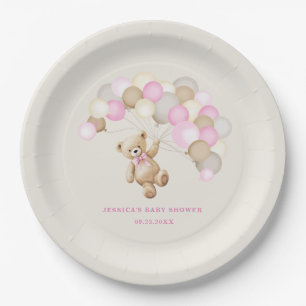Plato De Papel Chica del Oso de Peluche Baby Shower
