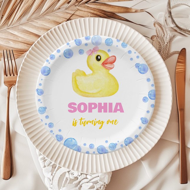 Plato De Papel Chica del pato de caucho Cumpleaños Baby Shower (Subido por el creador)