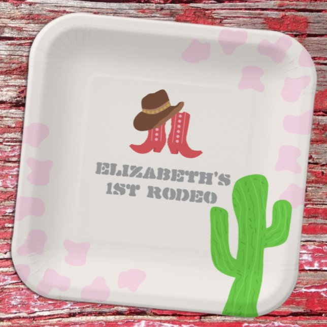 Plato De Papel Chica del primer rodeo cumpleaños 1 (Subido por el creador)