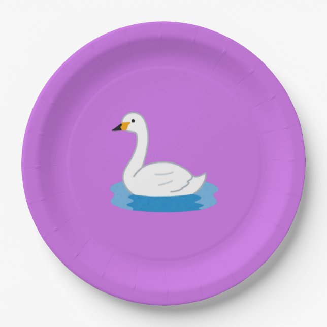 Plato De Papel Chica del tema del cisne lindo (Anverso)