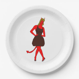 Plato De Papel chica diablo
