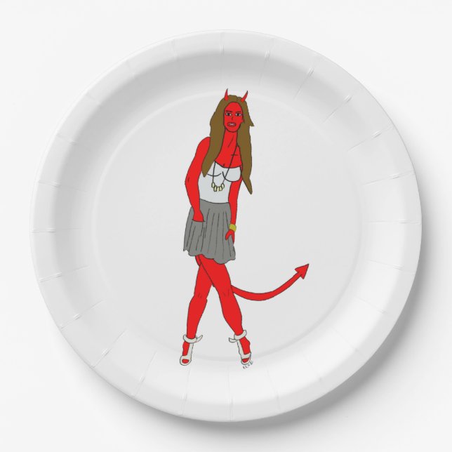 Plato De Papel chica diablo (Anverso)