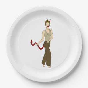 Plato De Papel chica diablo