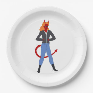 Plato De Papel chica diablo
