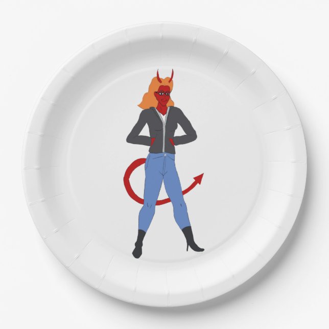 Plato De Papel chica diablo (Anverso)