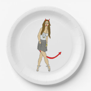 Plato De Papel chica diablo