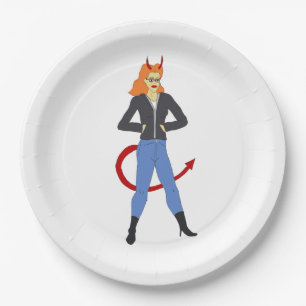 Plato De Papel chica diablo