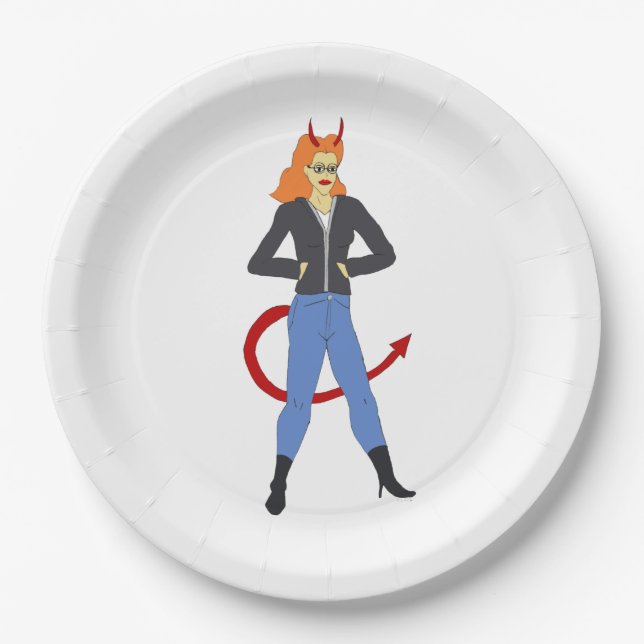 Plato De Papel chica diablo (Anverso)