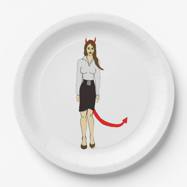 Plato De Papel chica diablo (Anverso)