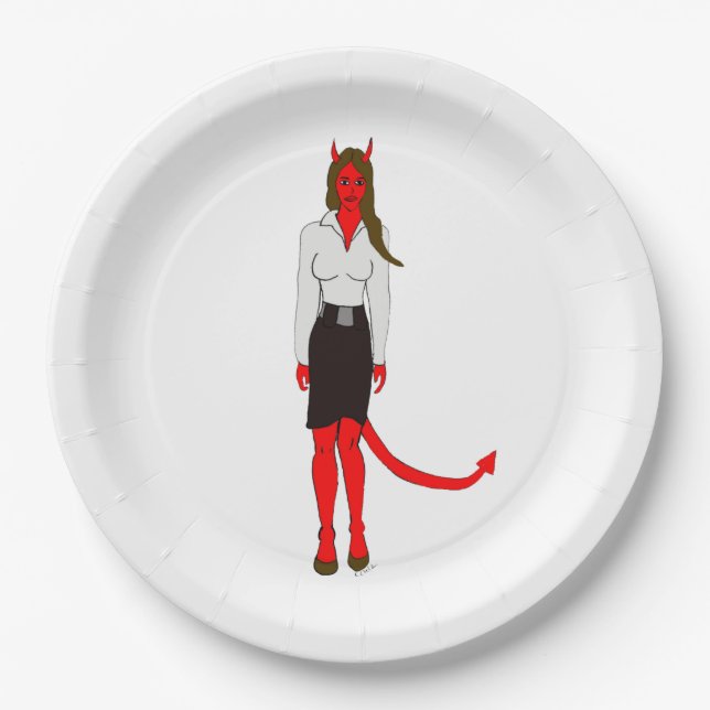 Plato De Papel chica diablo (Anverso)