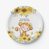 Chica dulce Monkey Sunflower Baby Shower Wild One