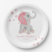 Chica elefante Rubor de color rosa Baby Shower P