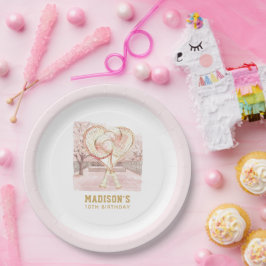 Plato De Papel Chica elegante de tenis Cumpleaños personalizado