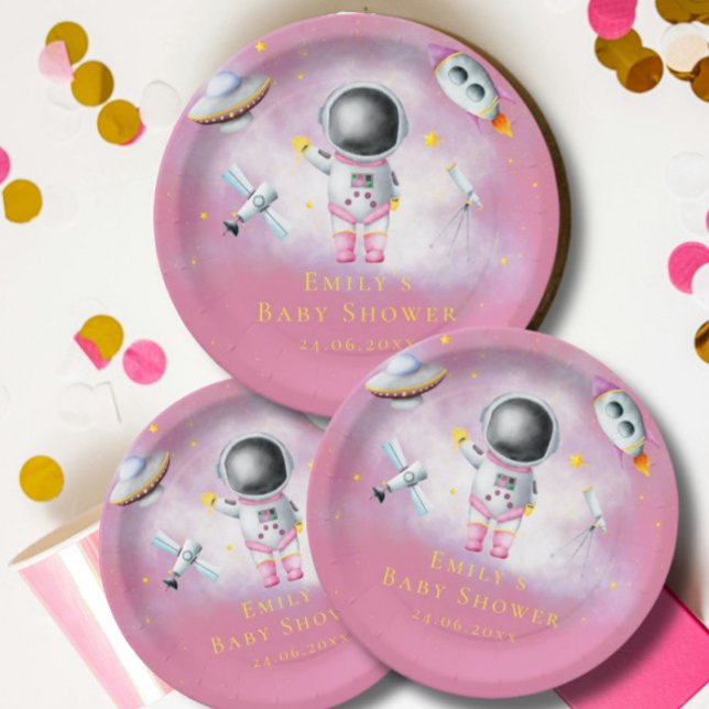 Plato De Papel Chica espacial Astronauta cohetes de estrellas Bab (Subido por el creador)