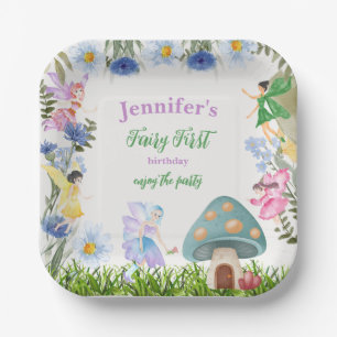 Plato De Papel Chica Fe de Cumpleaños y Flores Cualquier Edad
