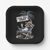 Chica Feral Verano Playa Mapache Divertido