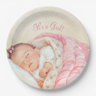 Plato De Papel Chica Fiesta de Baby Shower Vintage