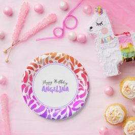 Plato De Papel Chica Fiesta de pintura arcoiris Cumpleaños