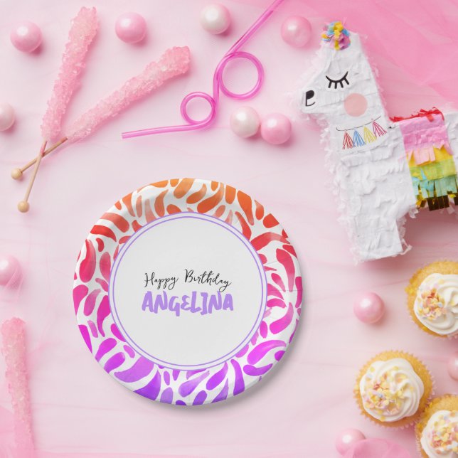 Plato De Papel Chica Fiesta de pintura arcoiris Cumpleaños (Fiesta)