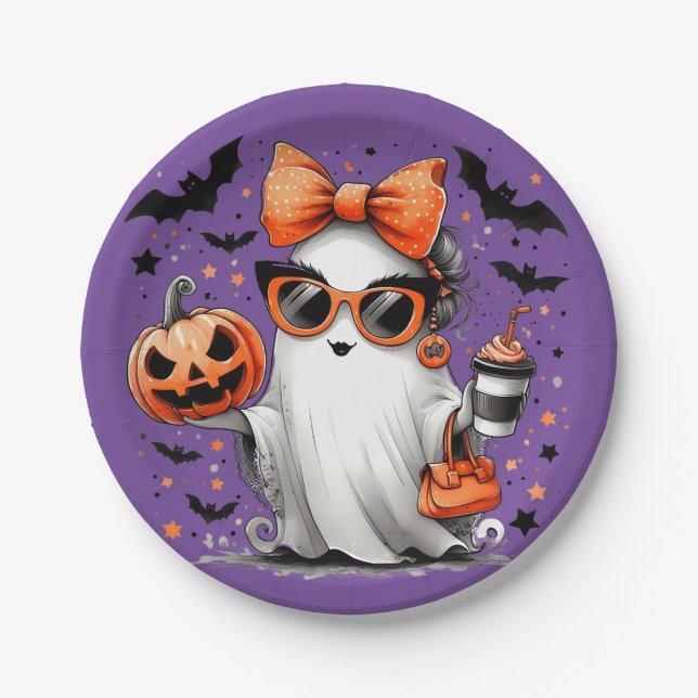 Plato De Papel Chica Fiesta Ghost (Anverso)