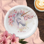Plato De Papel Chica floral místico de Unicornio 8ª fiesta de cum<br><div class="desc">Presentamos nuestro cautivador diseño de fiestas de cumpleaños de Unicornio y Chica floral rosada. Sumérgete en un mundo de encantamiento mientras te preparas para celebrar a tu pequeño. Esta exquisita colección cuenta con un majestuoso unicornio como punto focal, adornado con elegancia con delicadas flores rosadas y situado en un marco...</div>