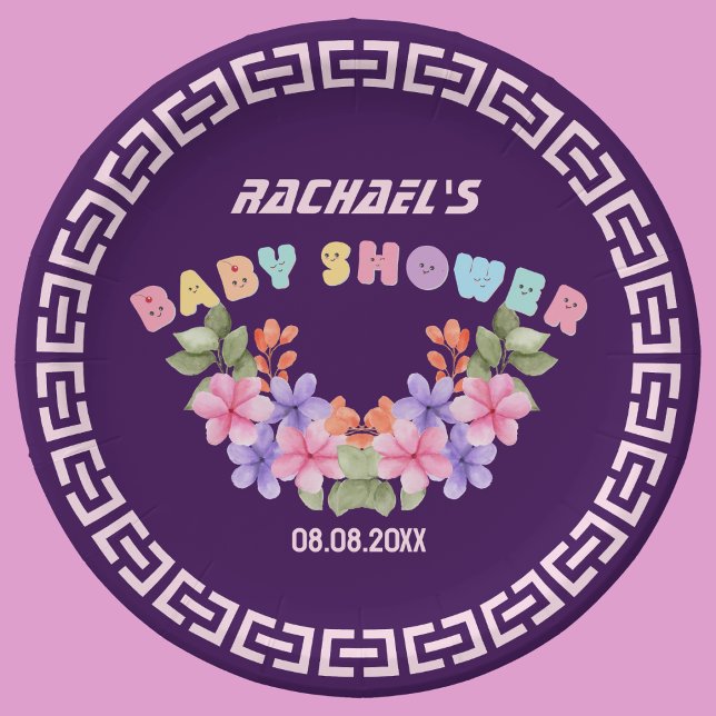 Plato De Papel Chica Floral Rosa Suave Baby Shower (Subido por el creador)