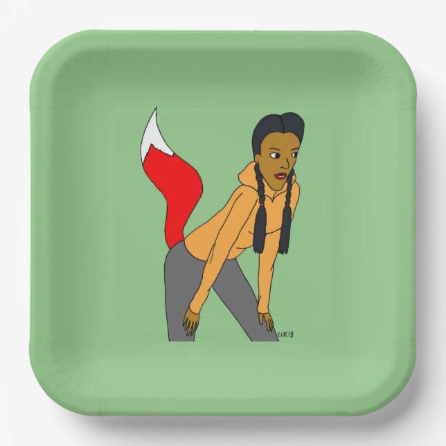 Plato De Papel chica foxy (Anverso)