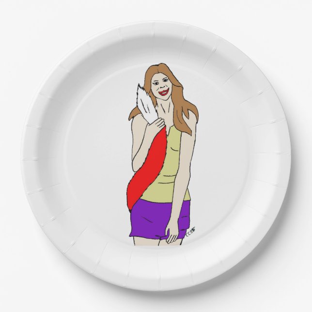 Plato De Papel chica foxy (Anverso)