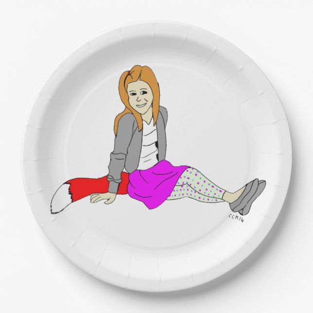 Plato De Papel chica foxy (Anverso)