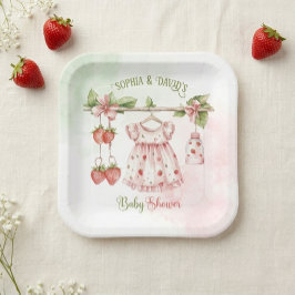 Plato De Papel Chica Fresa Baby Shower