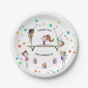 Plato De Papel Chica Gimnasia Pastel y fiesta de cumpleaños con g