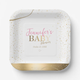 Plato De Papel Chica Gold Sparkle Baby Shower