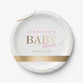 Plato De Papel Chica Gold Sparkle Baby Shower