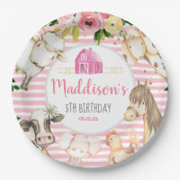 Chica Granja Placa de papel de cumpleaños