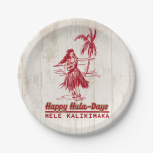 Plato De Papel Chica Hula de Hawái de Vientos Comerciales