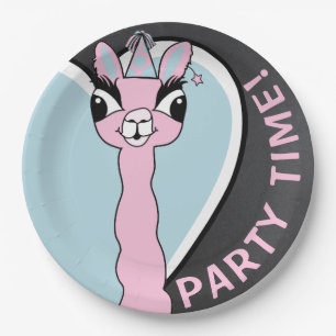 Plato De Papel Chica Llama Rosa Pajama Fiesta de cumpleaños