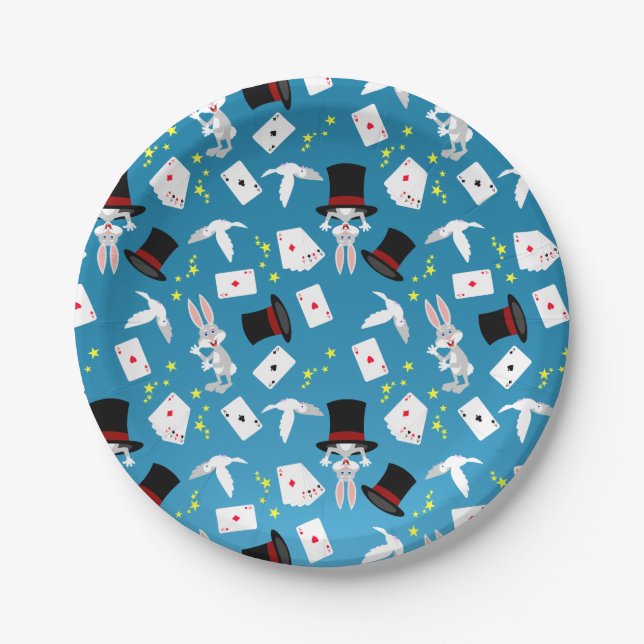 Plato De Papel Chica mago muestra fiesta de cumpleaños (Anverso)